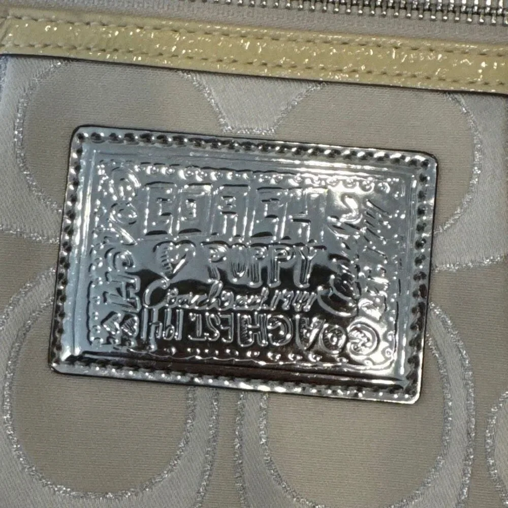 Coach Poppy Ivory with Metallic Signature Cream Shoulder Bag